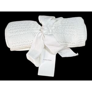 Kids' Nordstrom Cellular Knit Baby Blanket in White New